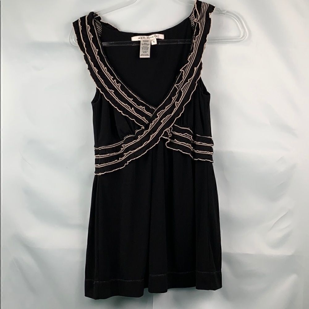 Max Studio black ruffled knit top